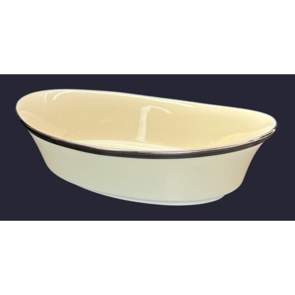 Lenox China Solitaire Platinum Rim Oval Vegetable Serving Bowl 10" - Picture 1 of 10